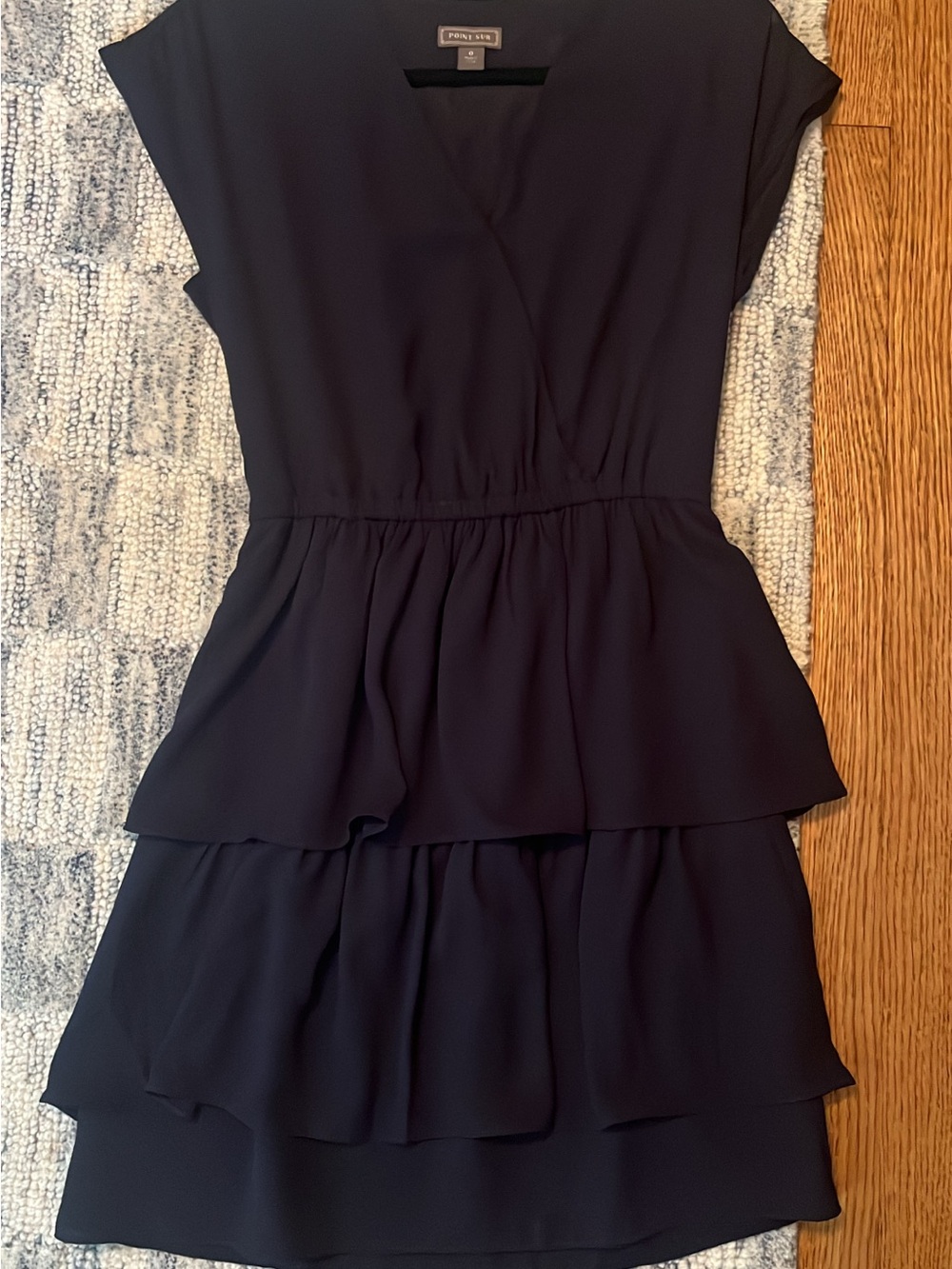 J. Crew Navy Tiered V-Neck Mini Dress